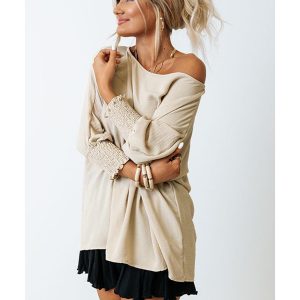 Azura Exchange Smocked Wrist Shift Top