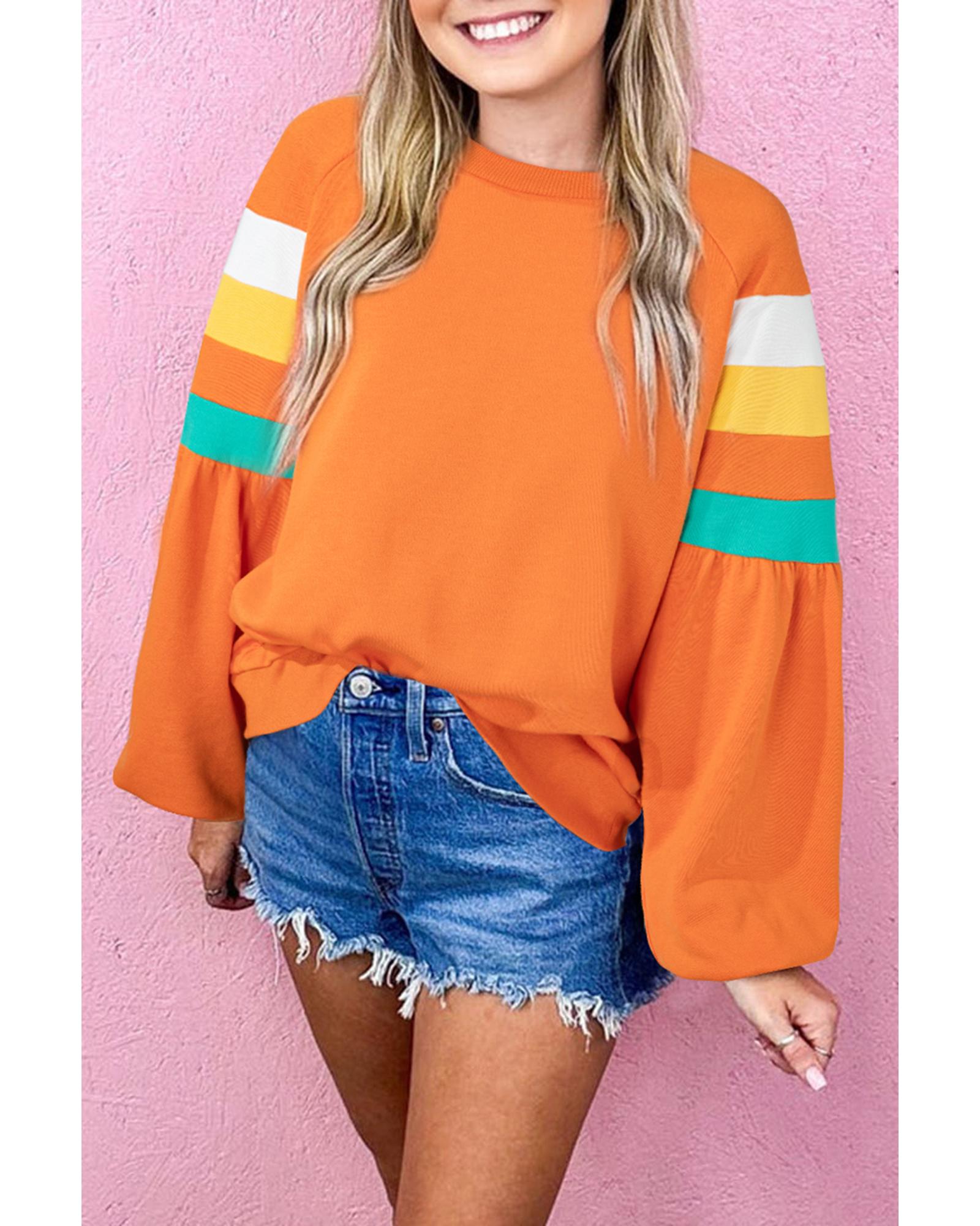 Flamingo Color Block Sleeve Exposed Seam Raglan Sweatshirt - Image 3