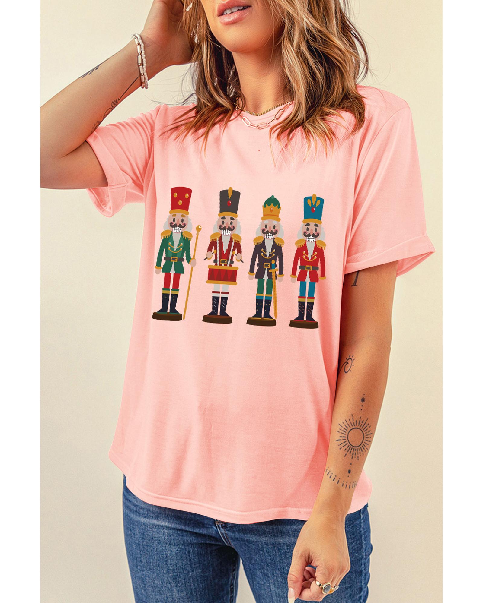 Pink Cute Nutcracker Graphic Crewneck Christmas T Shirt - Image 4