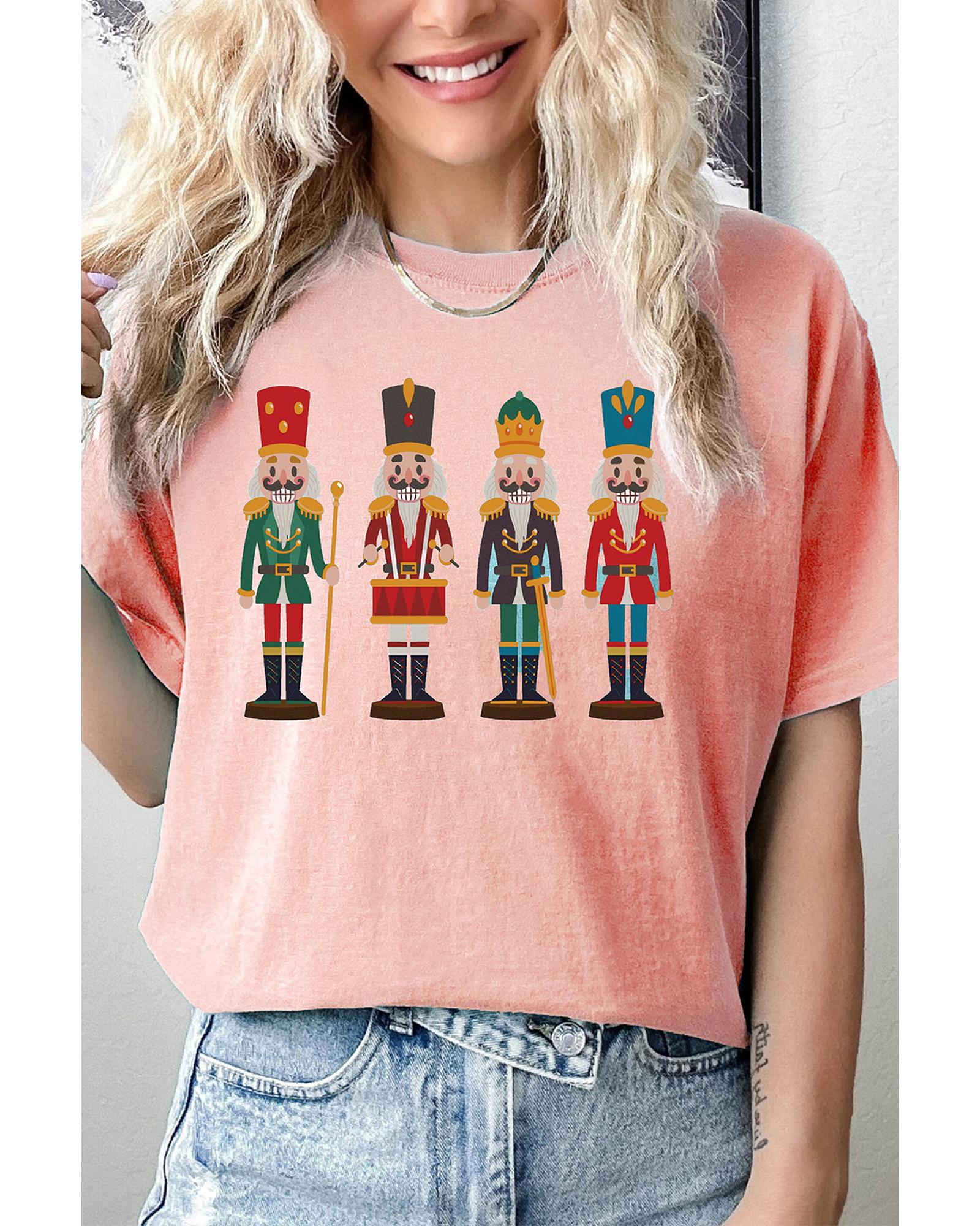 Pink Cute Nutcracker Graphic Crewneck Christmas T Shirt - Image 7