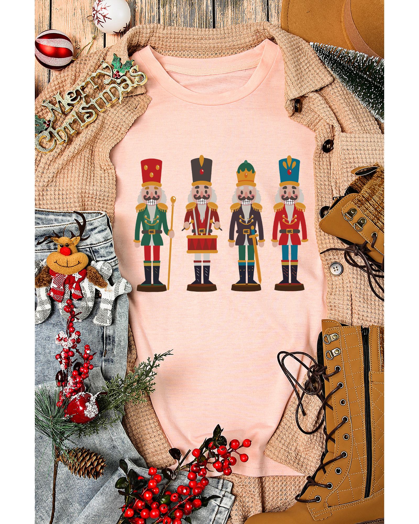 Pink Cute Nutcracker Graphic Crewneck Christmas T Shirt - Image 8