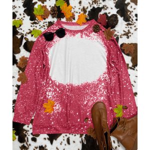 Red Tie-dyed Crew Neck Pullover Sweatshirt