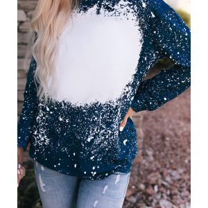 Navy Tie-dyed Crew Neck Pullover Sweatshirt