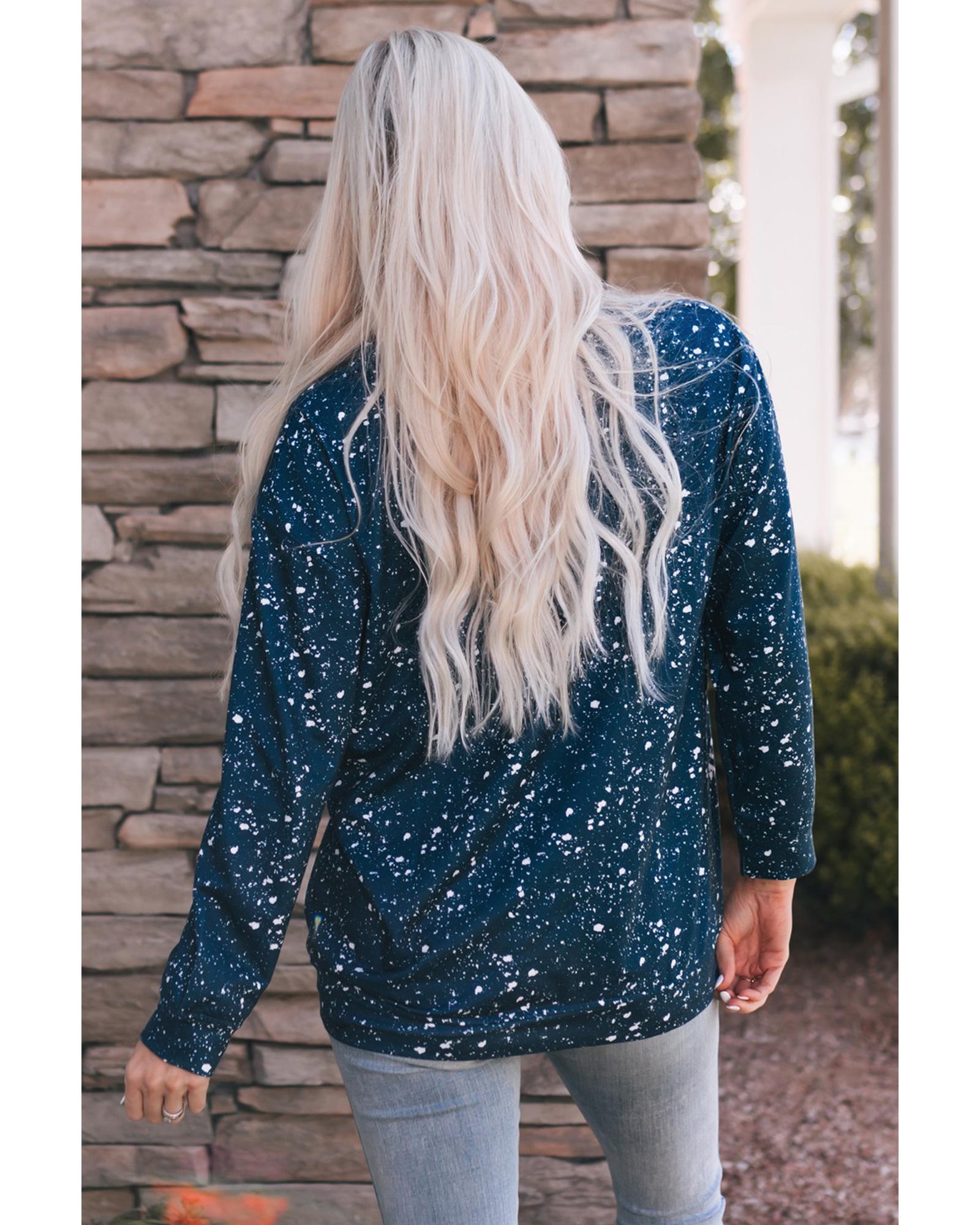 Navy Tie-dyed Crew Neck Pullover Sweatshirt - Image 5