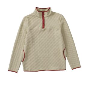 Azura Exchange Contrast Binding Snap Button Geometric Pullover Sweatshirt