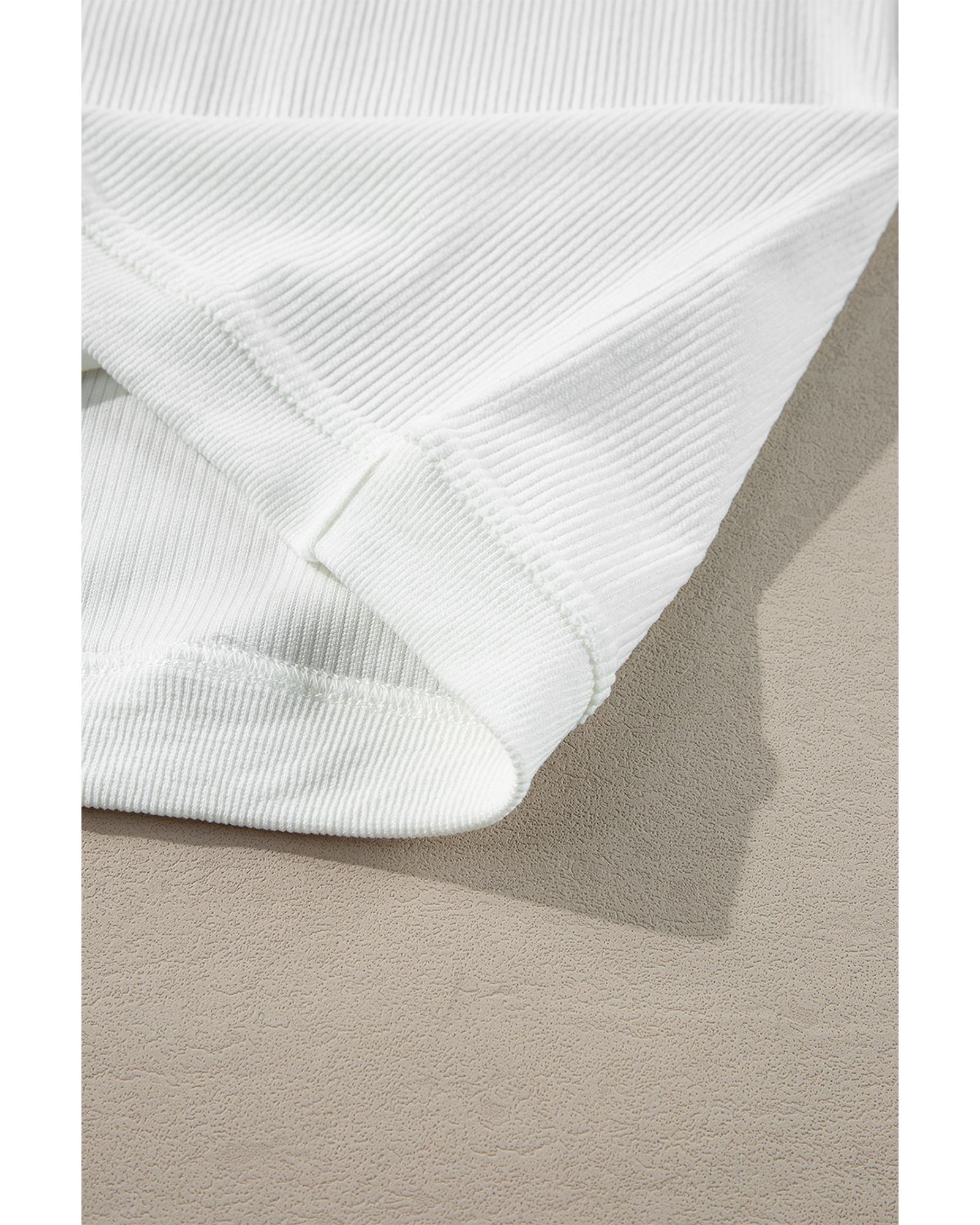 White Ribbed Corduroy Oversized Sweatshirt - Image 2