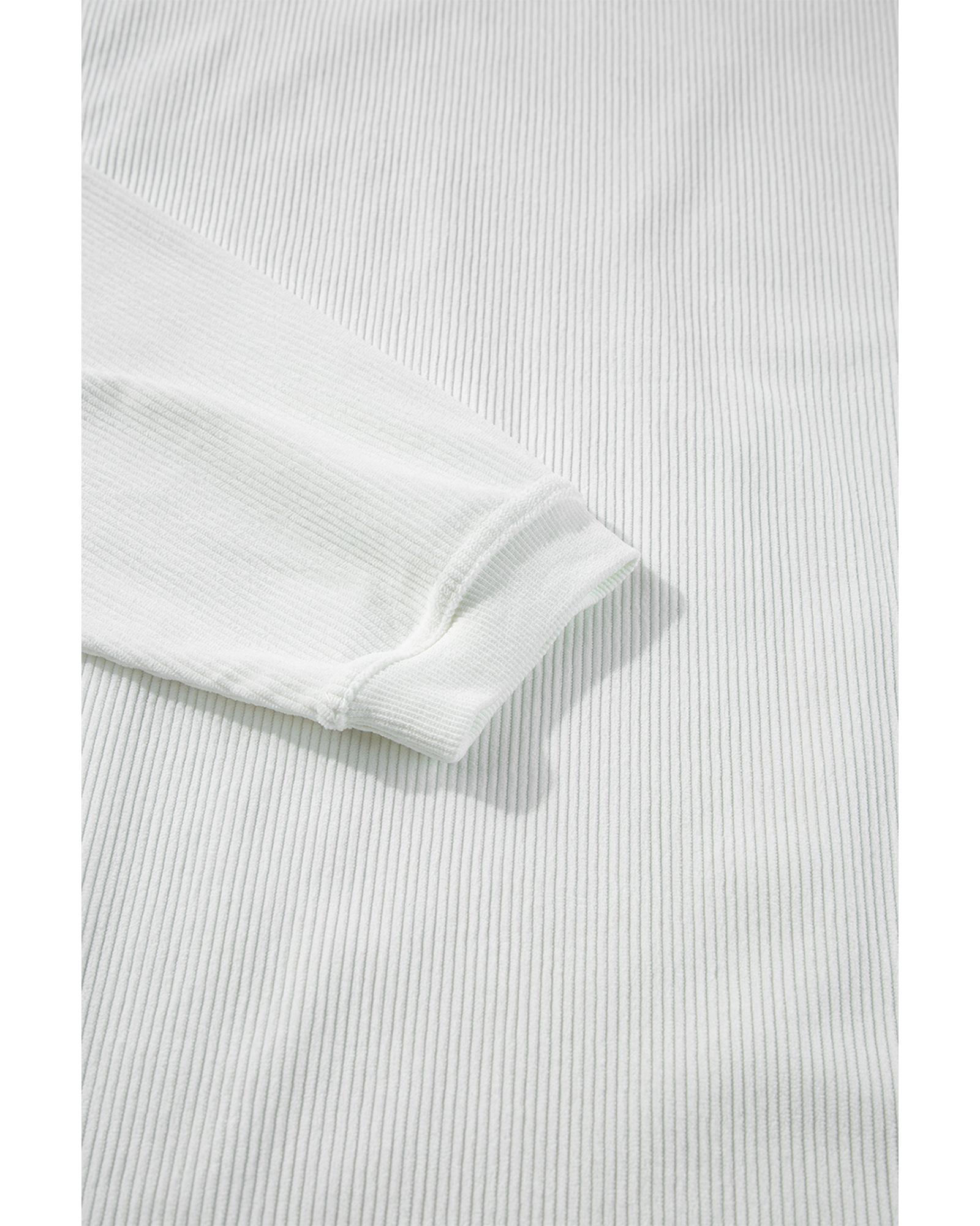 White Ribbed Corduroy Oversized Sweatshirt - Image 7