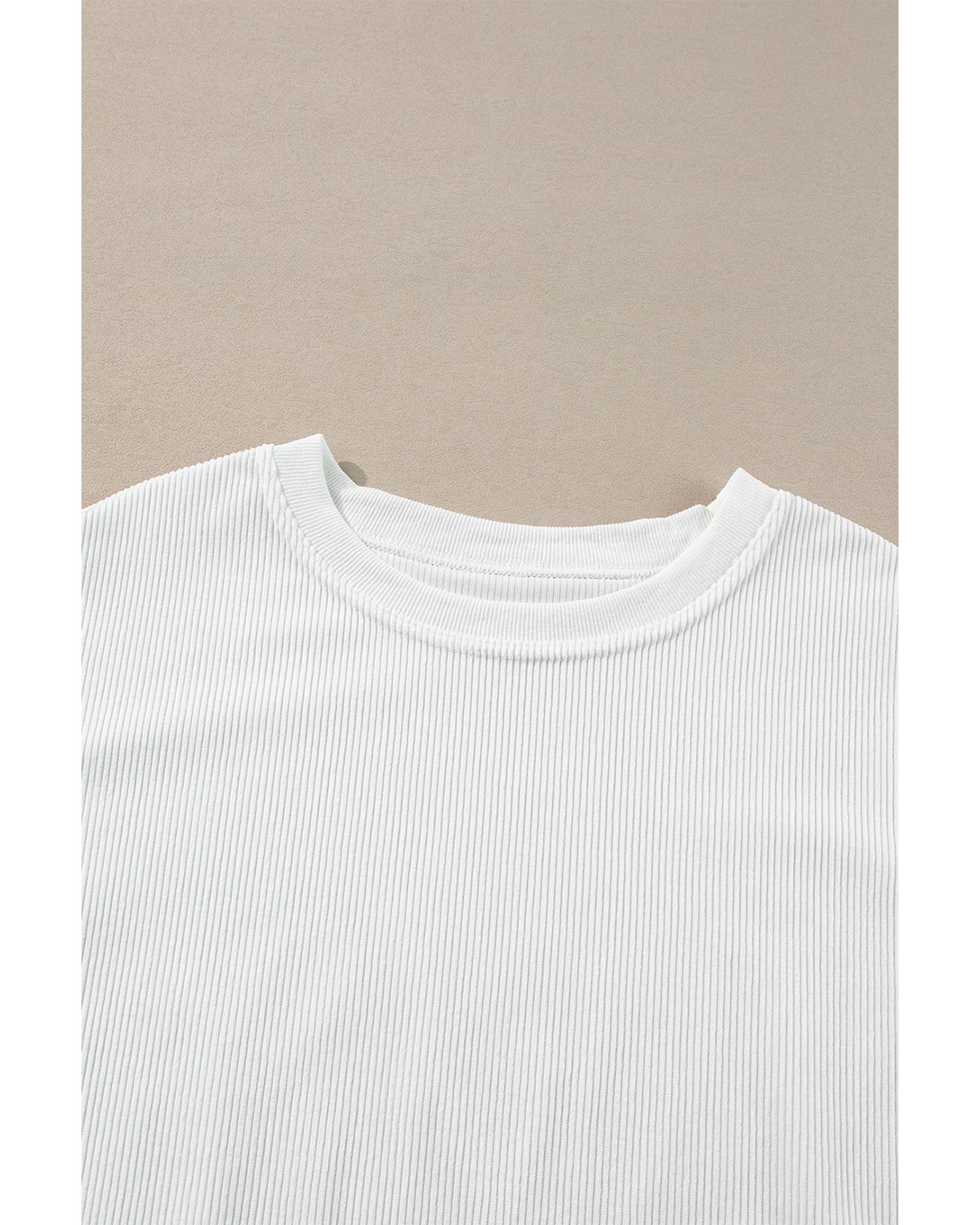 White Ribbed Corduroy Oversized Sweatshirt - Image 8