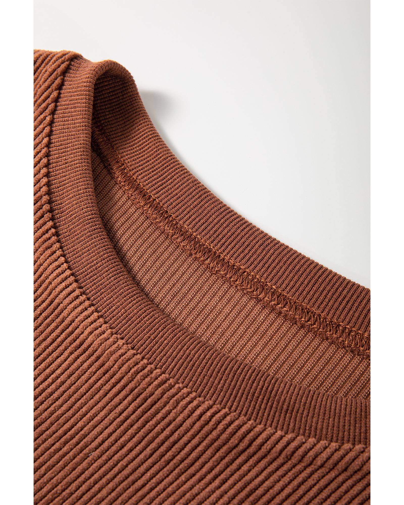 Chestnut Ribbed Corduroy Oversized Sweatshirt - Image 2