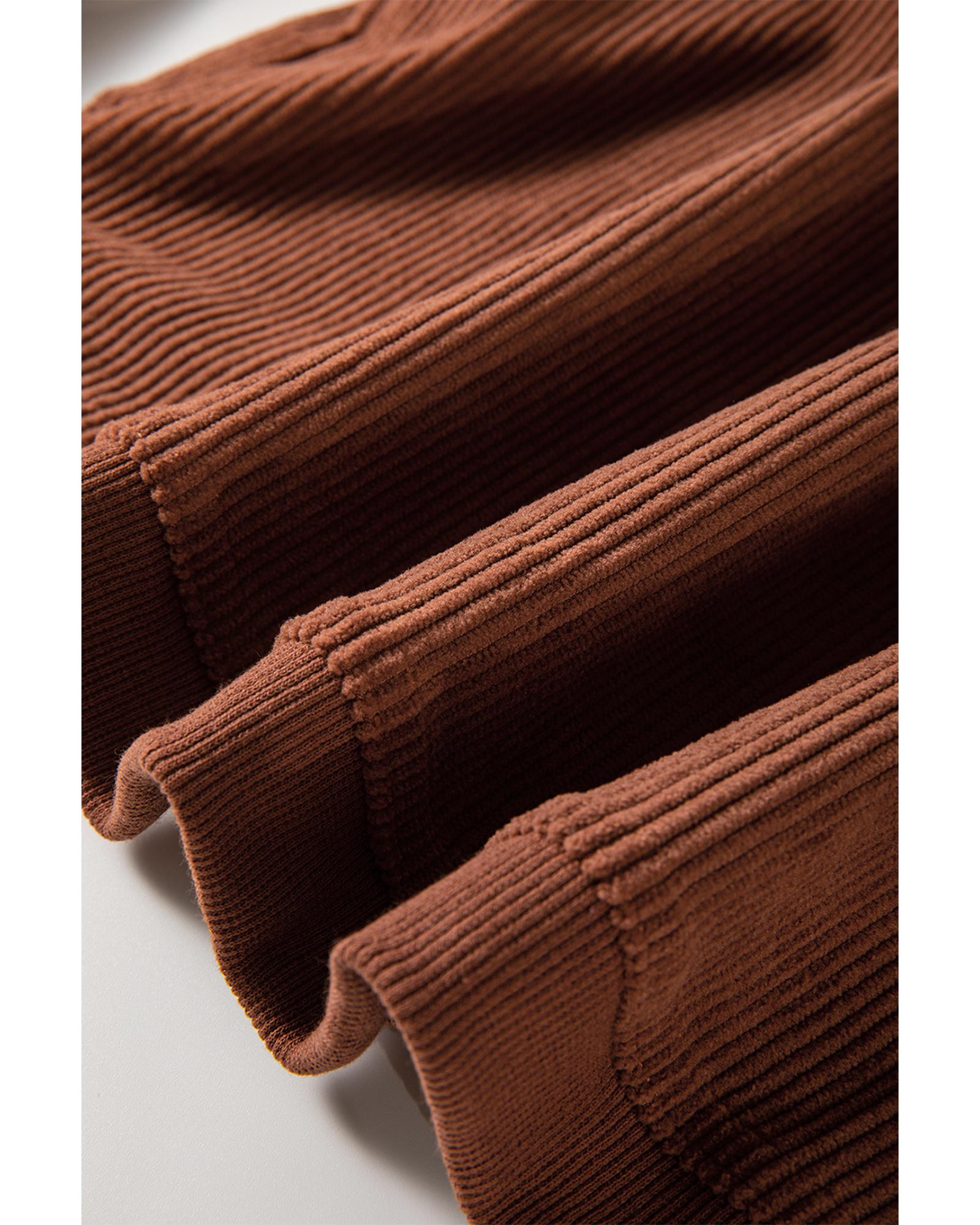 Chestnut Ribbed Corduroy Oversized Sweatshirt - Image 5