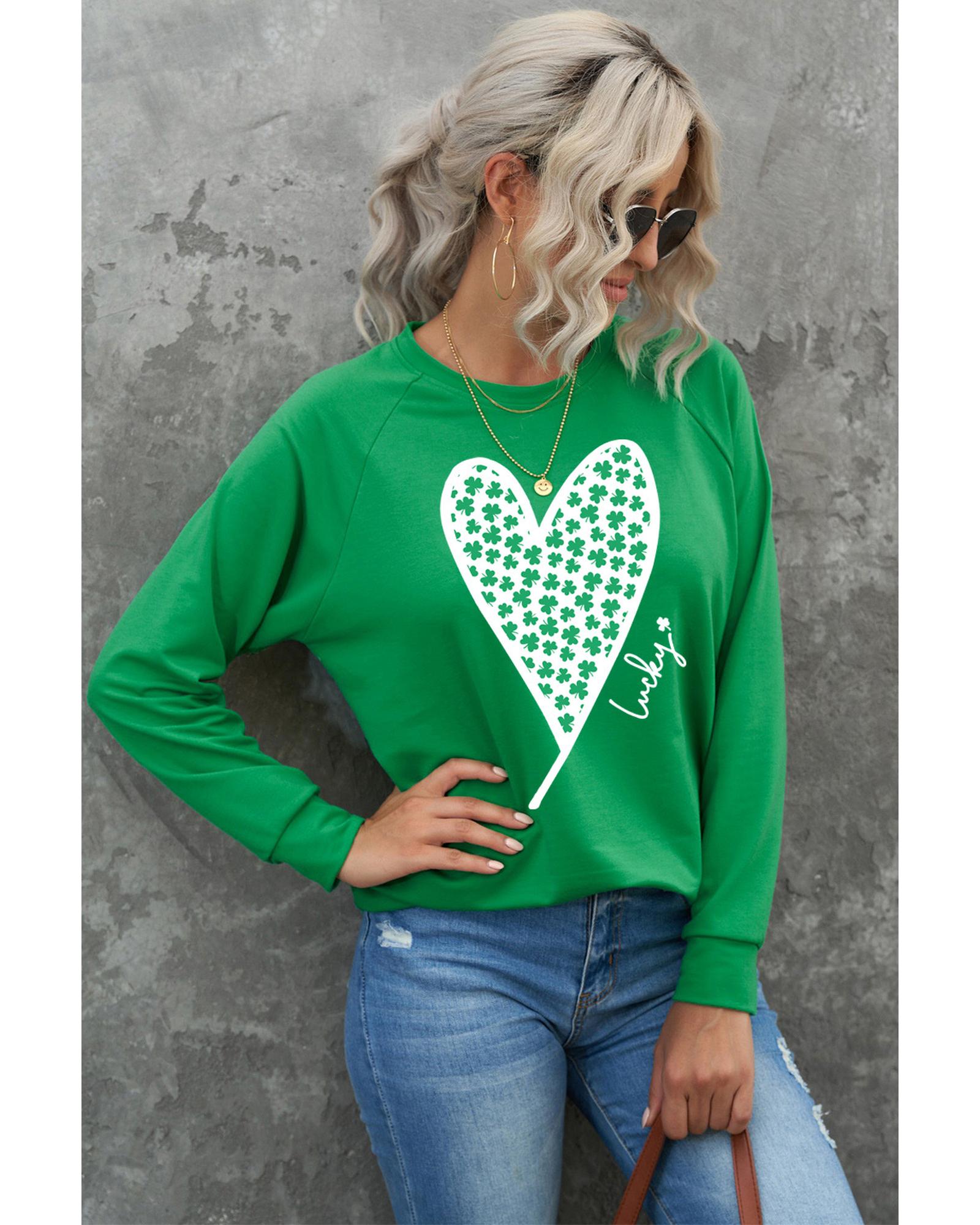 Azura Exchange Lucky Clover Heart Graphic Sweatshirt - Image 4