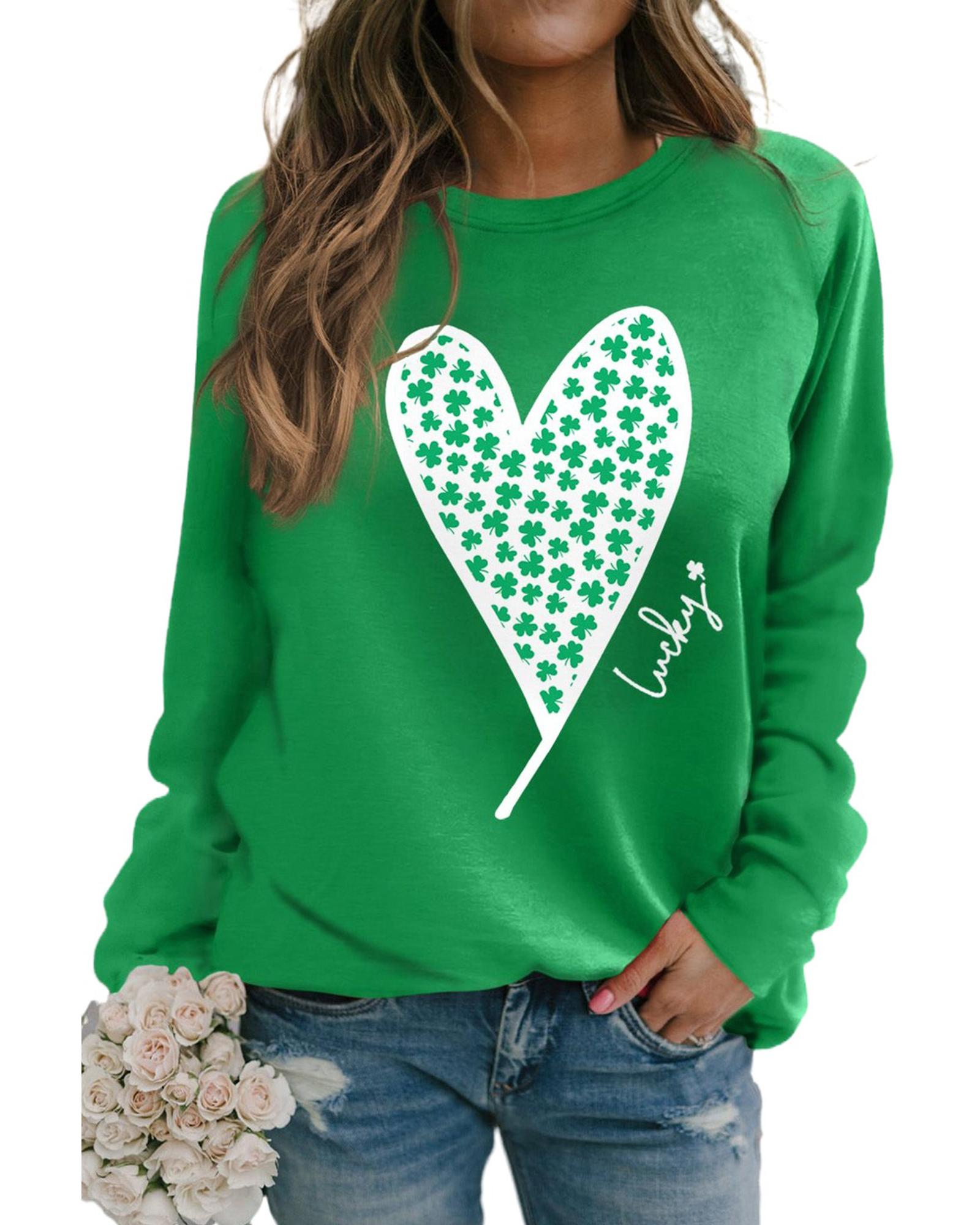 Azura Exchange Lucky Clover Heart Graphic Sweatshirt - Image 5