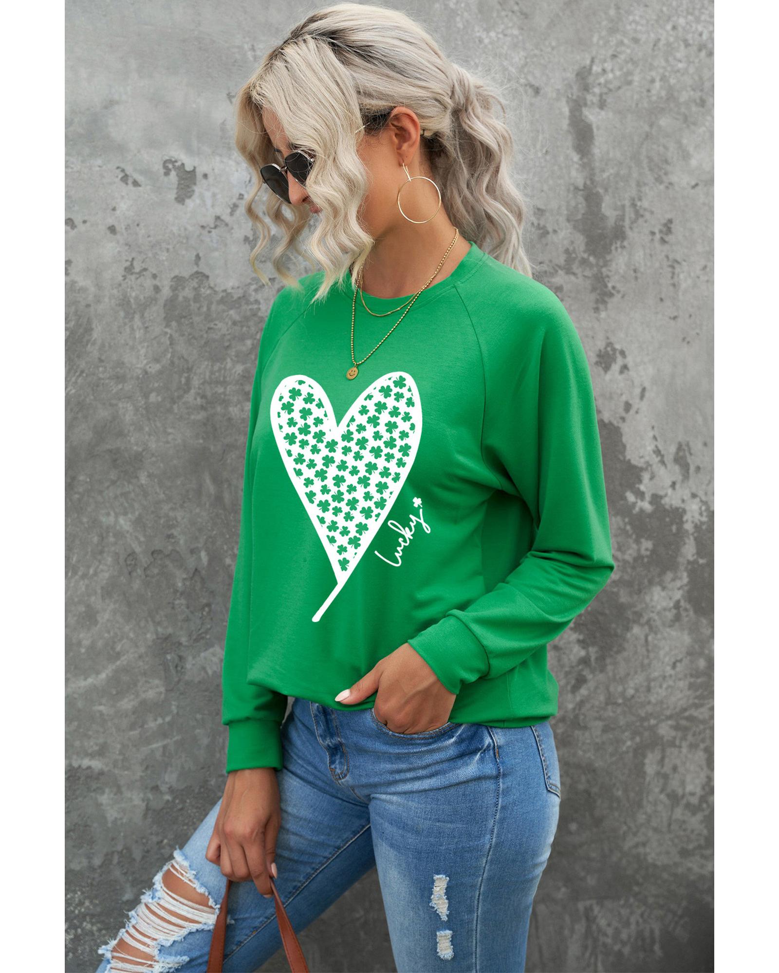 Azura Exchange Lucky Clover Heart Graphic Sweatshirt - Image 6