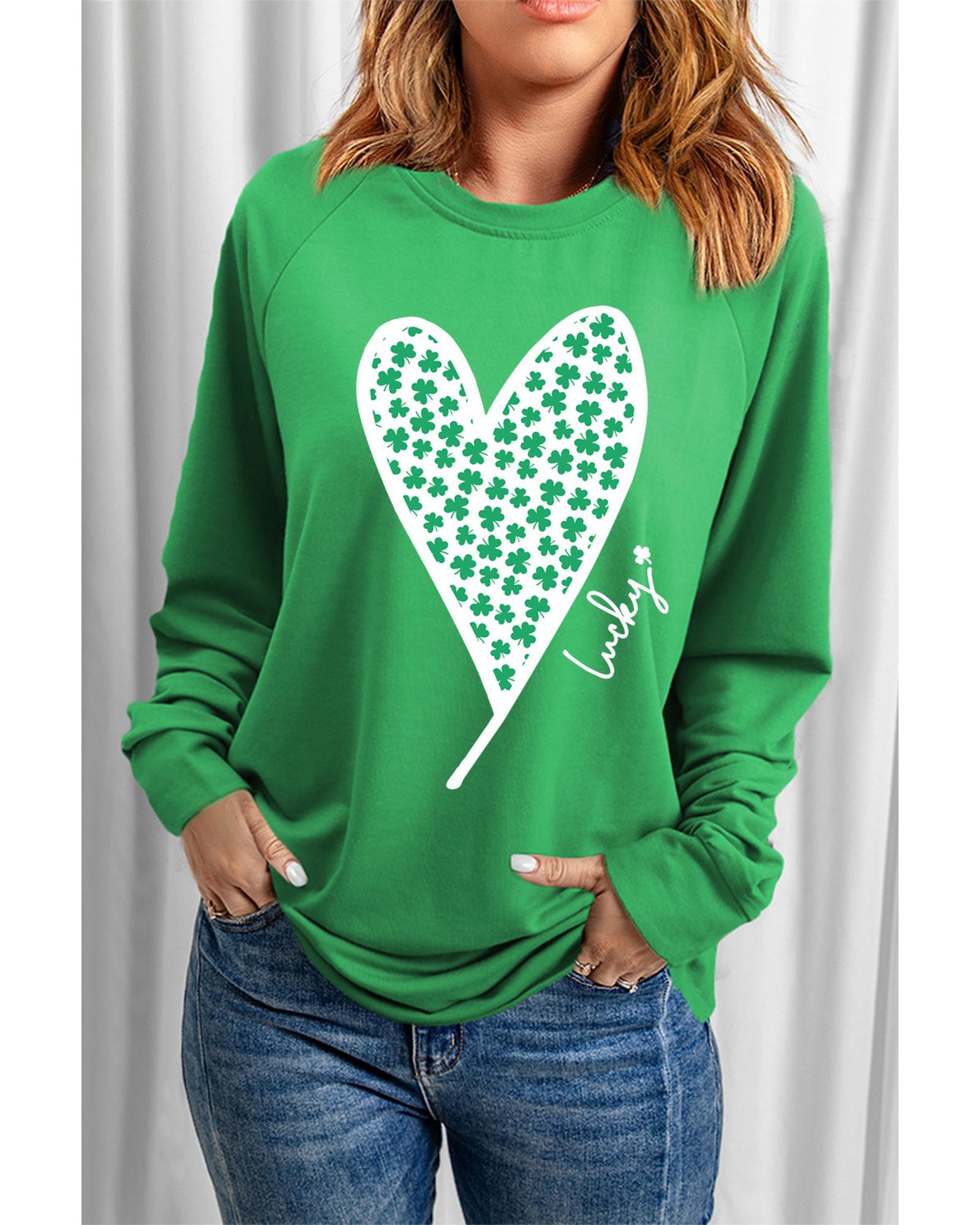 Azura Exchange Lucky Clover Heart Graphic Sweatshirt - Image 7