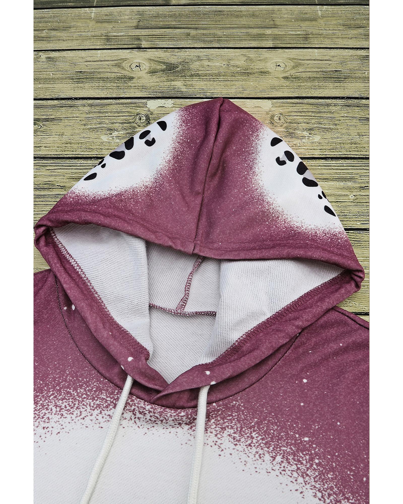 Leopard Tie Dye Print Kangaroo Pocket Pullover Hoodie