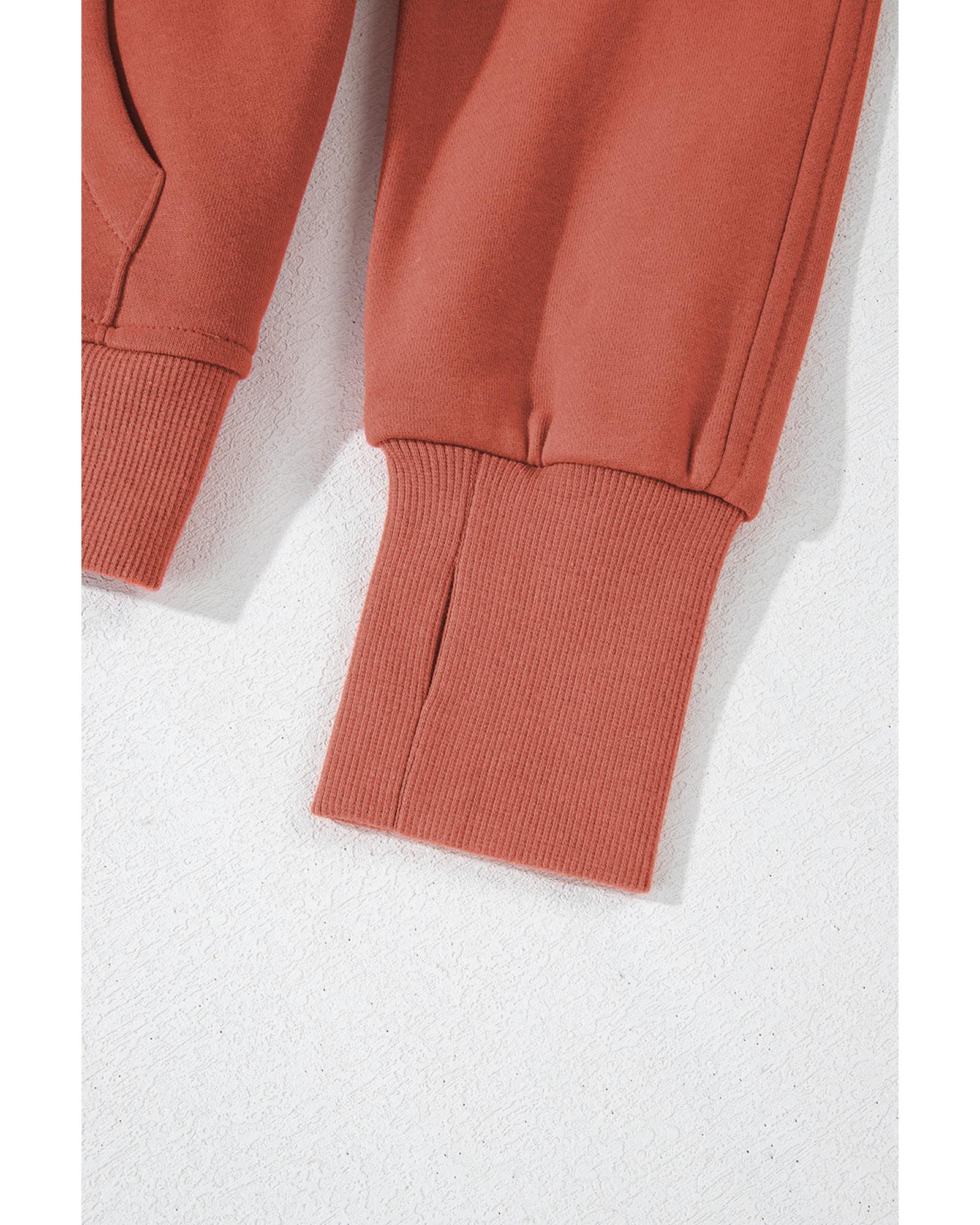 Flamingo Fleece Lined Zip Up Stand Collar Thumbhole Sleeve Sweatshirt