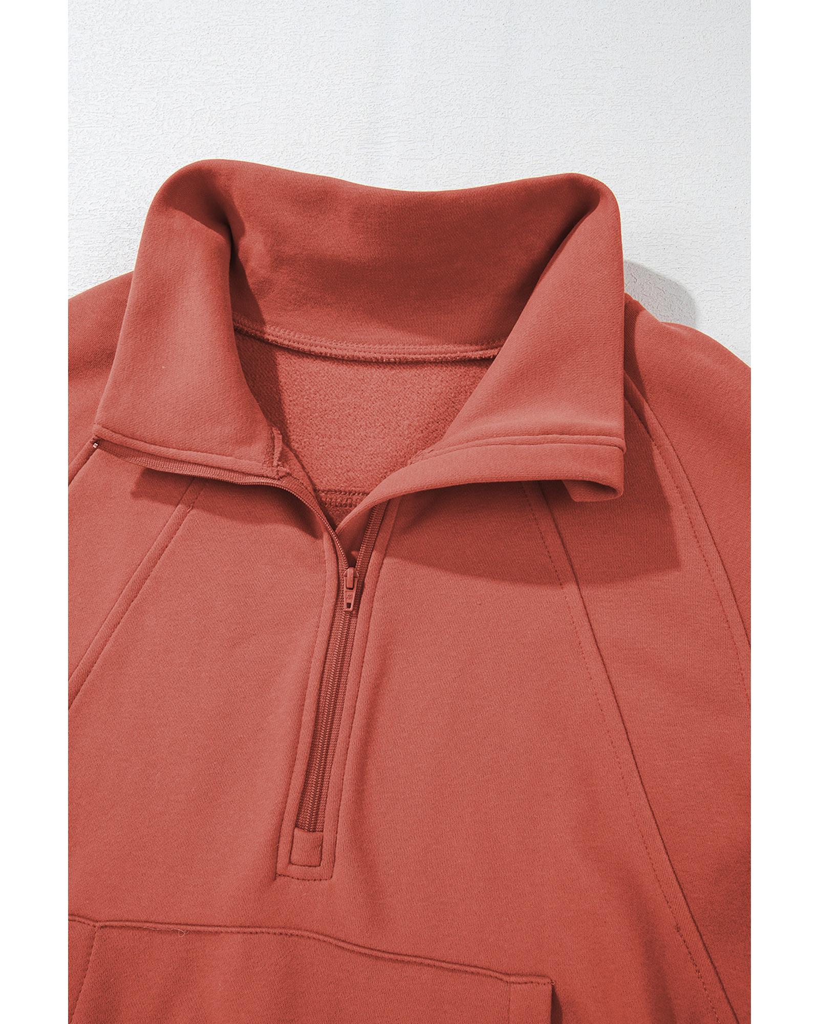 Flamingo Fleece Lined Zip Up Stand Collar Thumbhole Sleeve Sweatshirt - Image 2