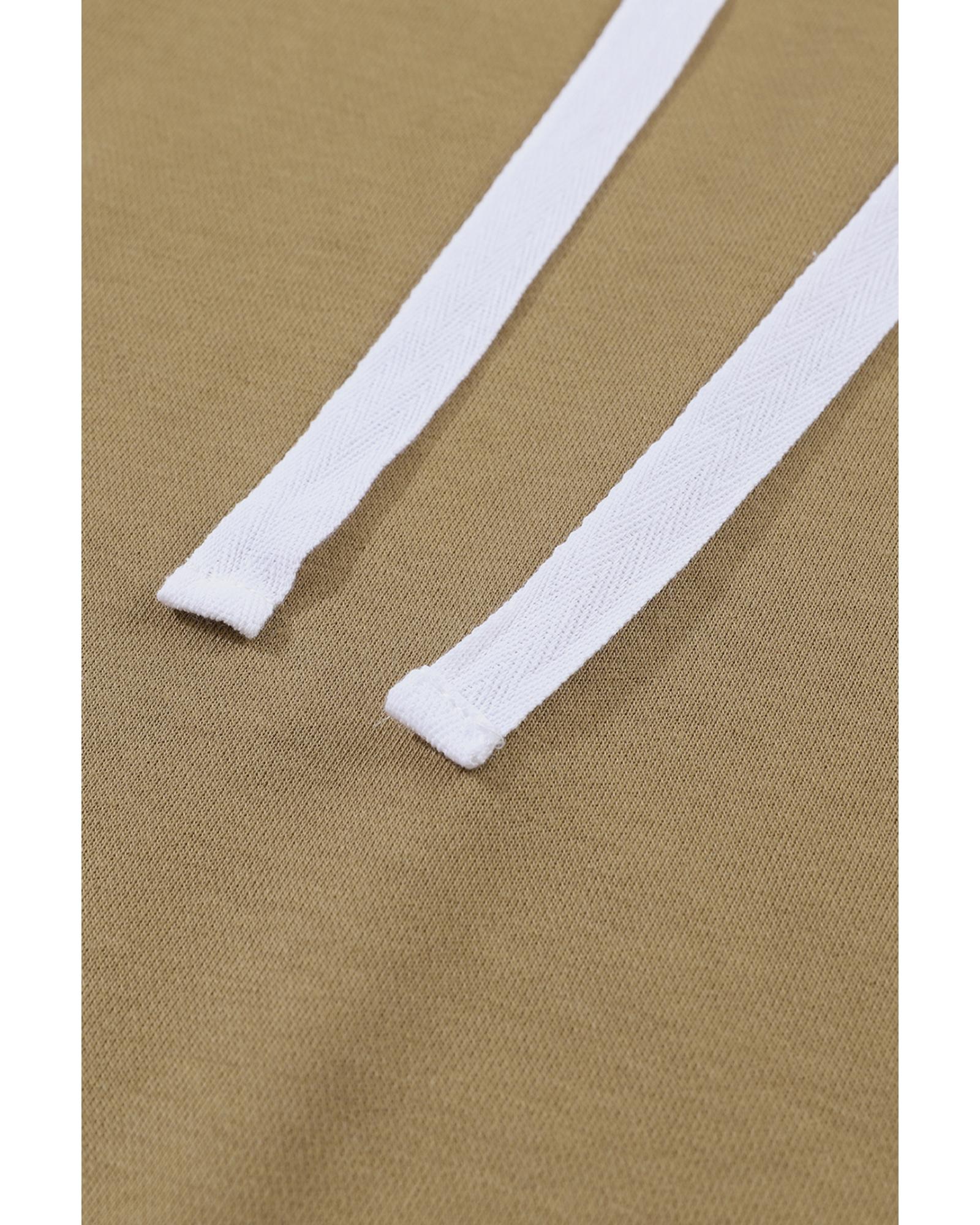 Brown Colorblock Patchwork Pullover Hoodie