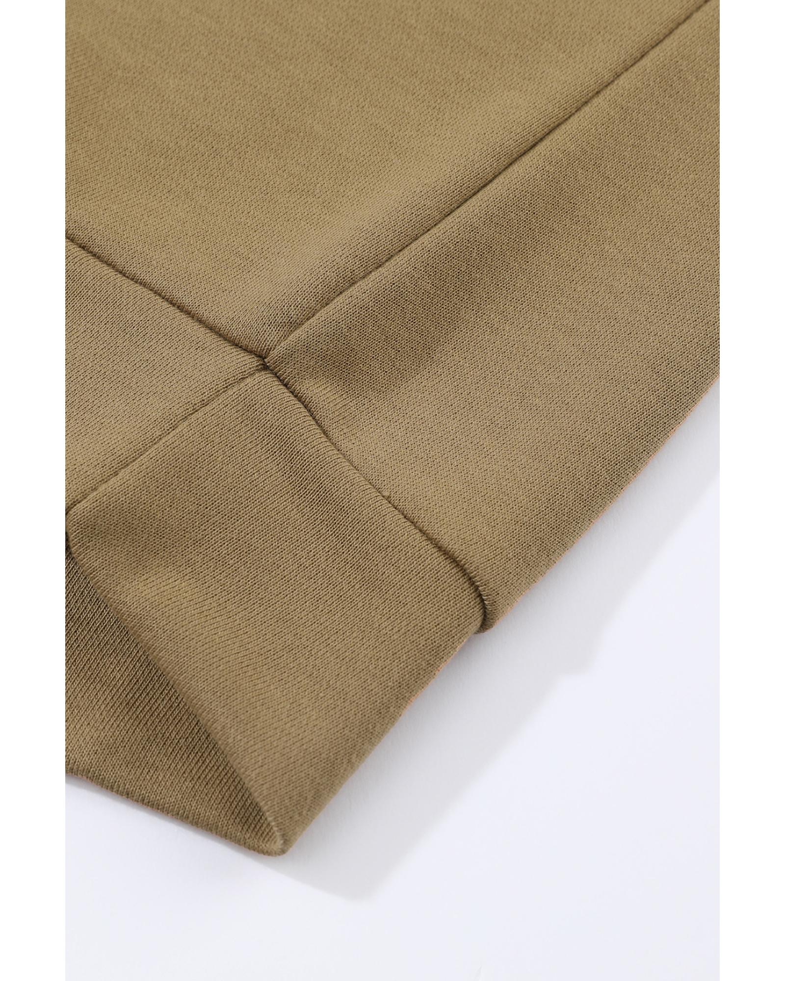 Brown Colorblock Patchwork Pullover Hoodie - Image 4