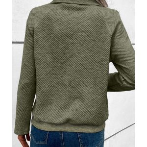 Laurel Green Textured Knit Buttoned Kangaroo Pocket Sweatshirt