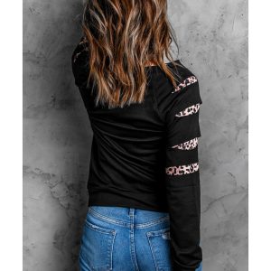 Black Leopard PUMPKIN SEASON Graphic Ripped Sleeve Sweatshirt