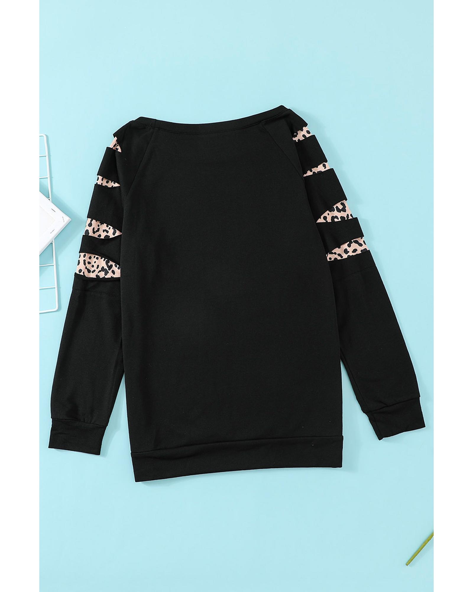 Black Leopard PUMPKIN SEASON Graphic Ripped Sleeve Sweatshirt - Image 6