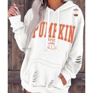 Azura Exchange Pumpkin Spice Distressed Hoodie
