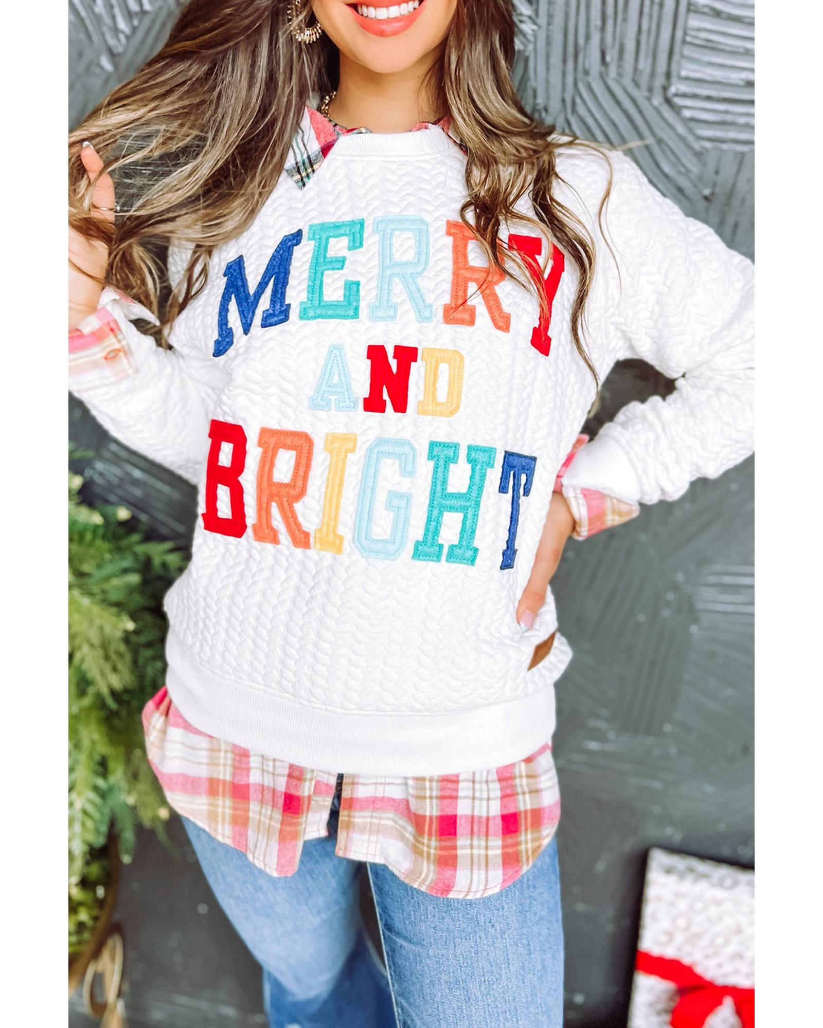 Bright White Merry And Bright Cable Knit Pullover Sweatshirt - Image 5