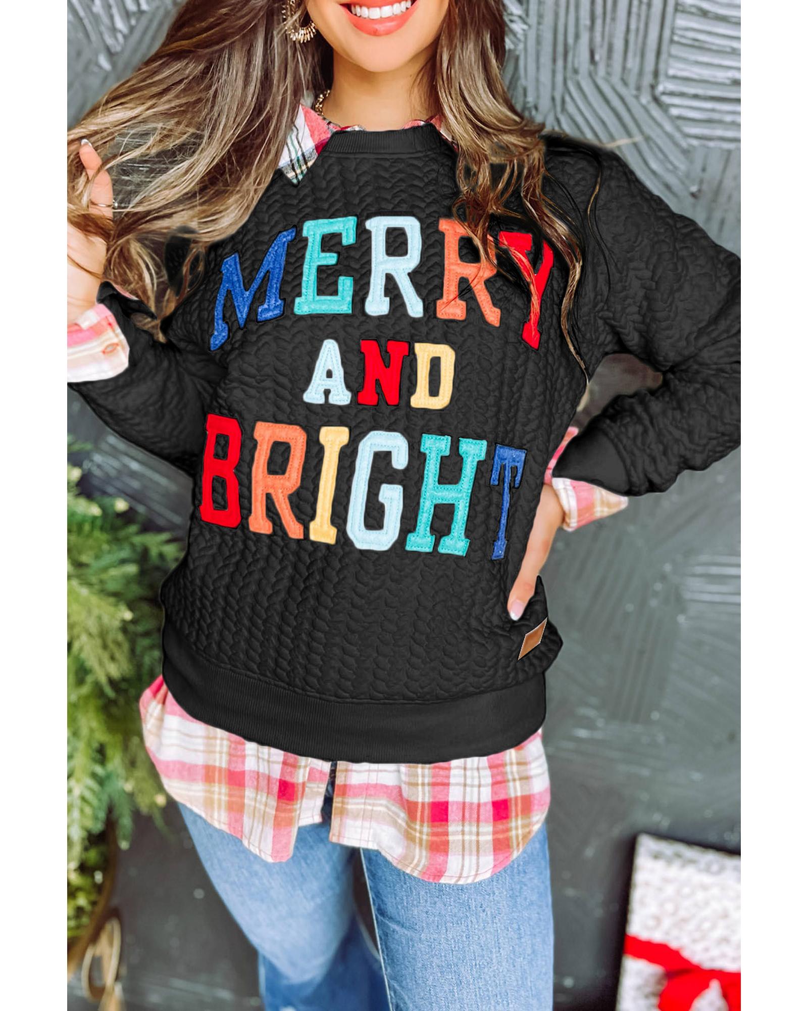 Black Merry And Bright Cable Knit Pullover Sweatshirt - Image 4
