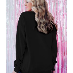 Black Merry Every Thing Glitter Slogan Sweatshirt