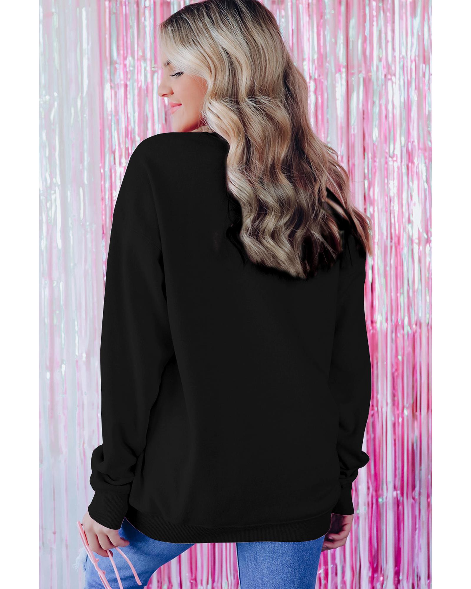 Black Merry Every Thing Glitter Slogan Sweatshirt