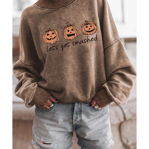 Azura Exchange Lets Get Smashed Halloween Pumpkin Graphic Sweatshirt