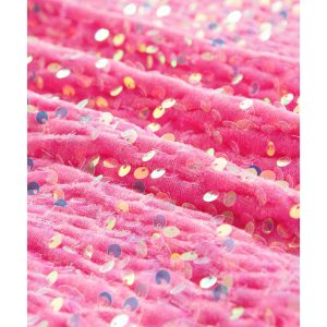 Bonbon Sequin Patchwork High Low Hem Henley Sweatshirt