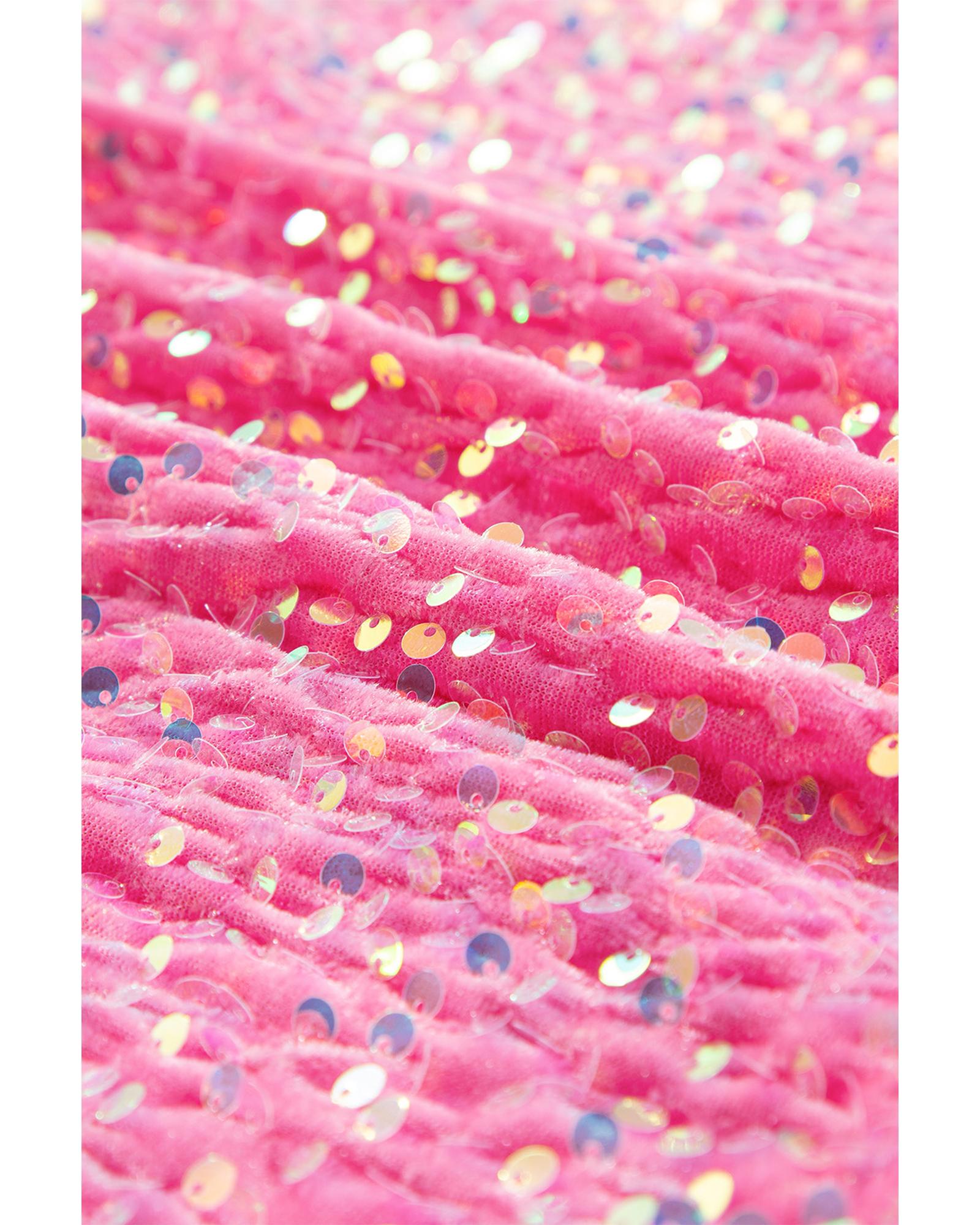 Bonbon Sequin Patchwork High Low Hem Henley Sweatshirt