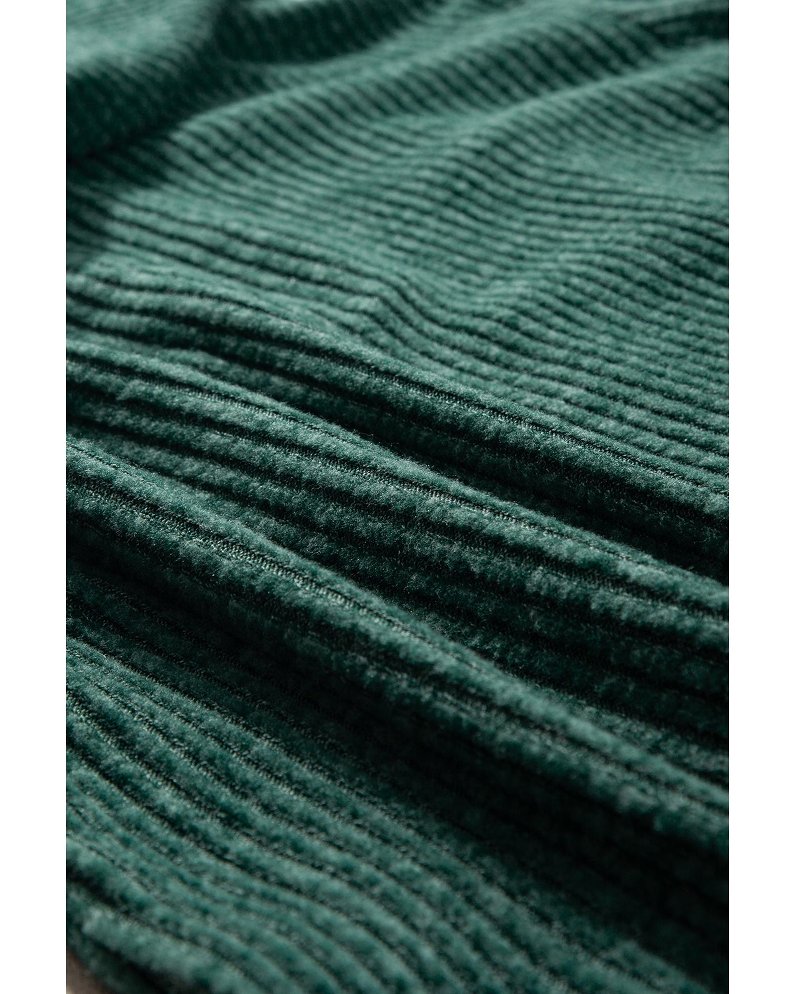 Evergreen Ribbed Zip Up Front Drawstring Hoodie - Image 2