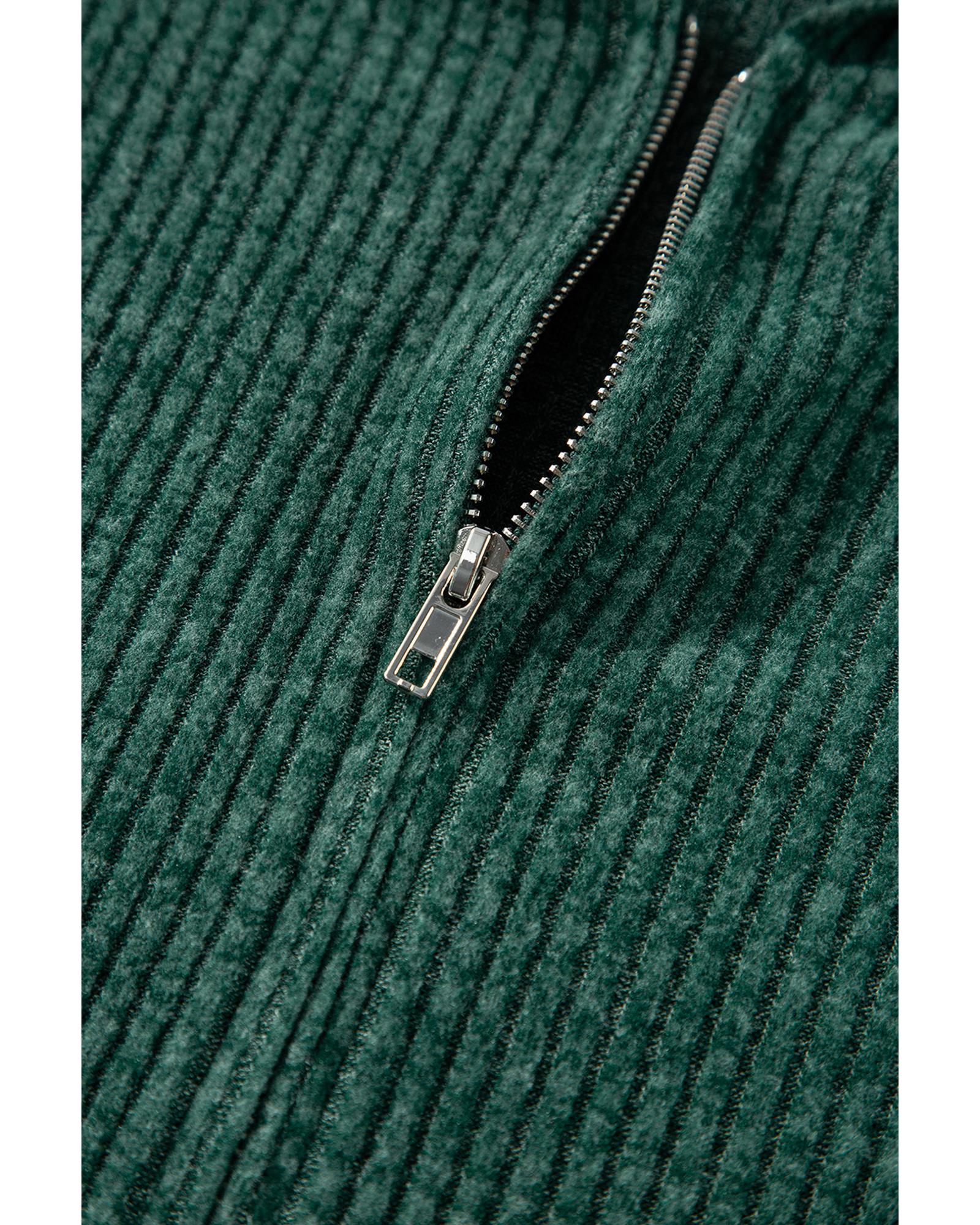 Evergreen Ribbed Zip Up Front Drawstring Hoodie - Image 6