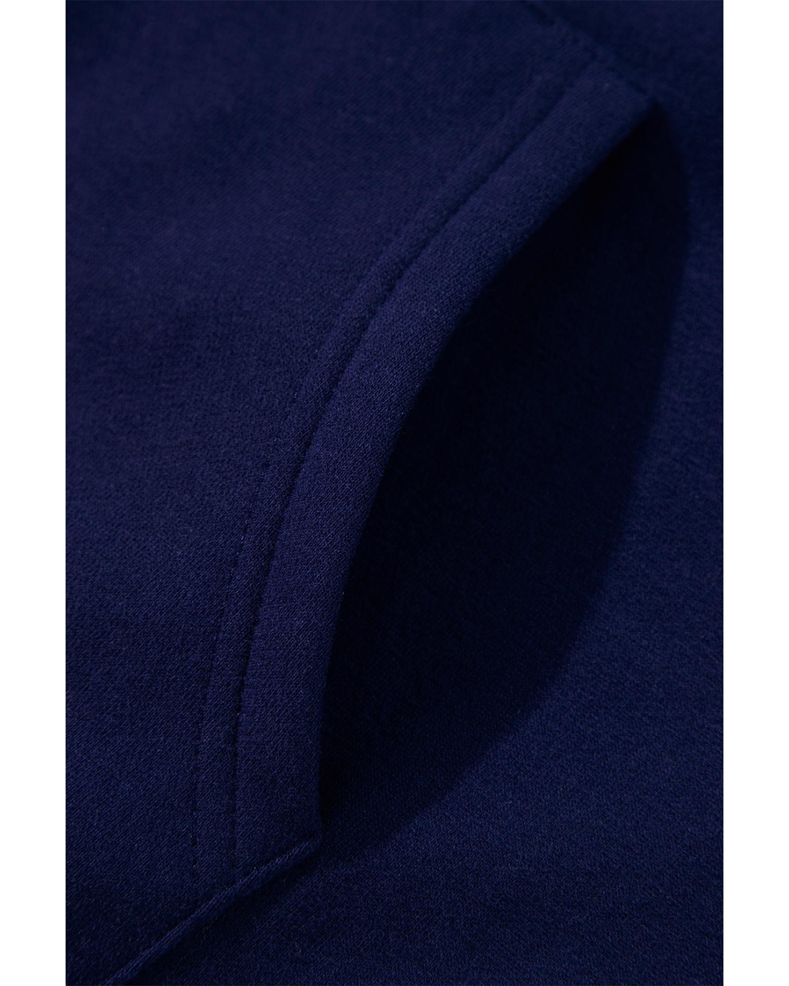 Navy Blue Solid Color Fleece Lined Zip up Hoodie - Image 7