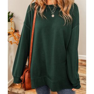 Duffel Oversized Drop Shoulder Split Hem Sweatshirt