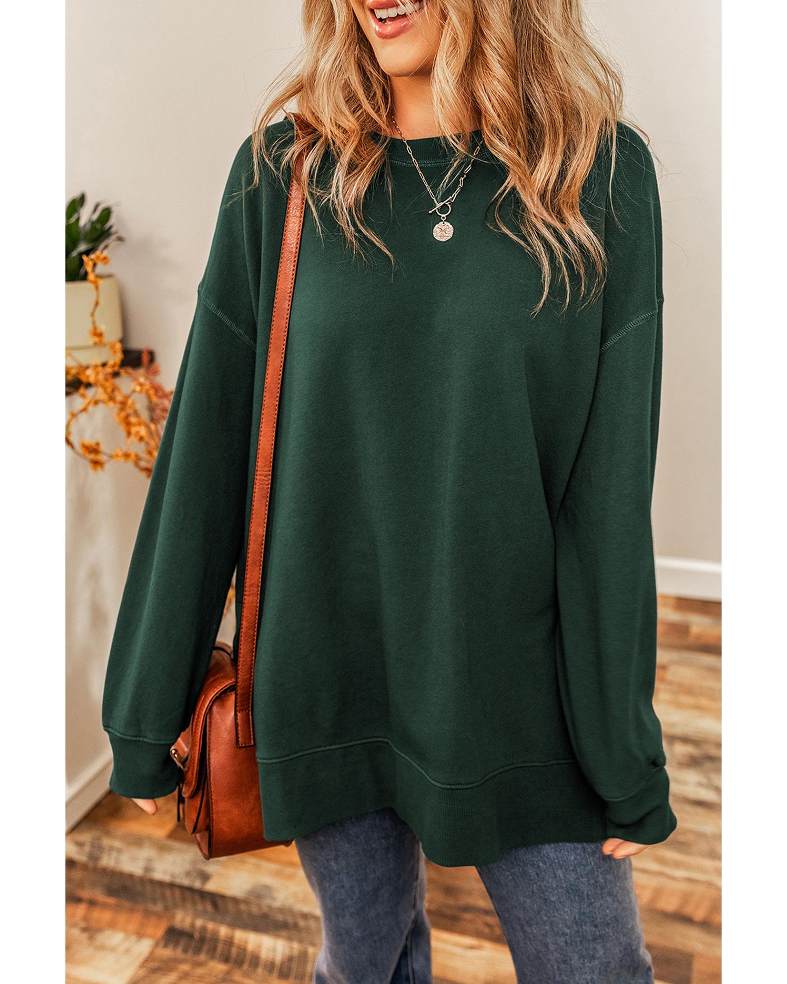 Duffel Oversized Drop Shoulder Split Hem Sweatshirt