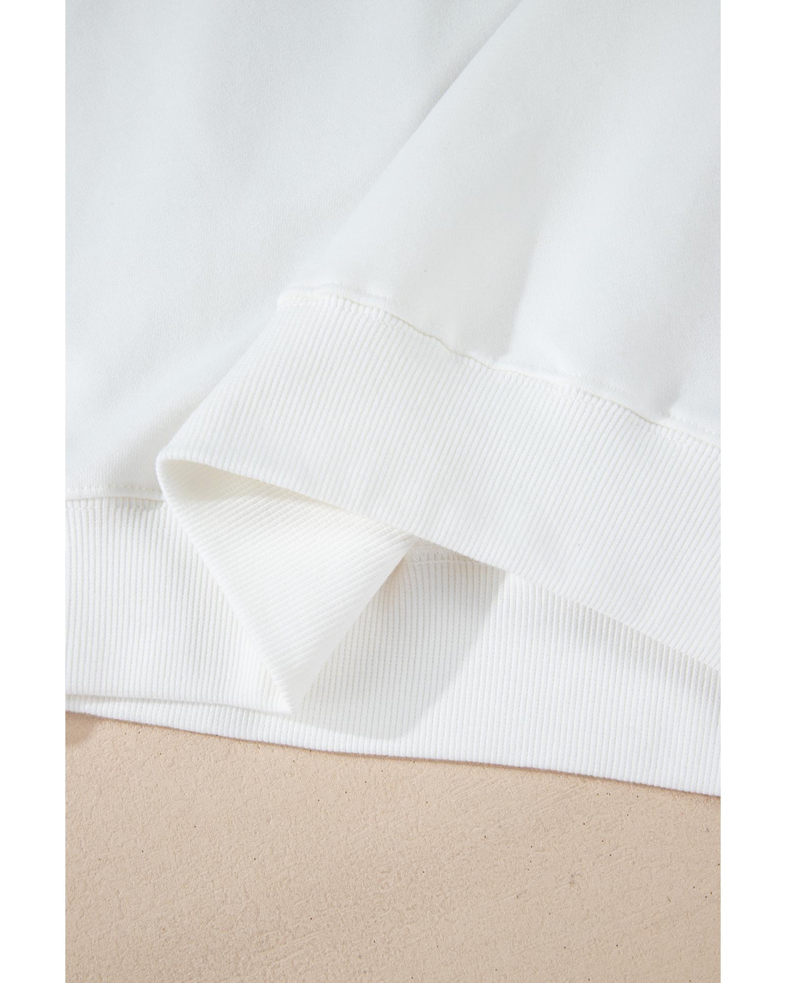 White MERRY Graphic Pullover Sweatshirt - Image 4