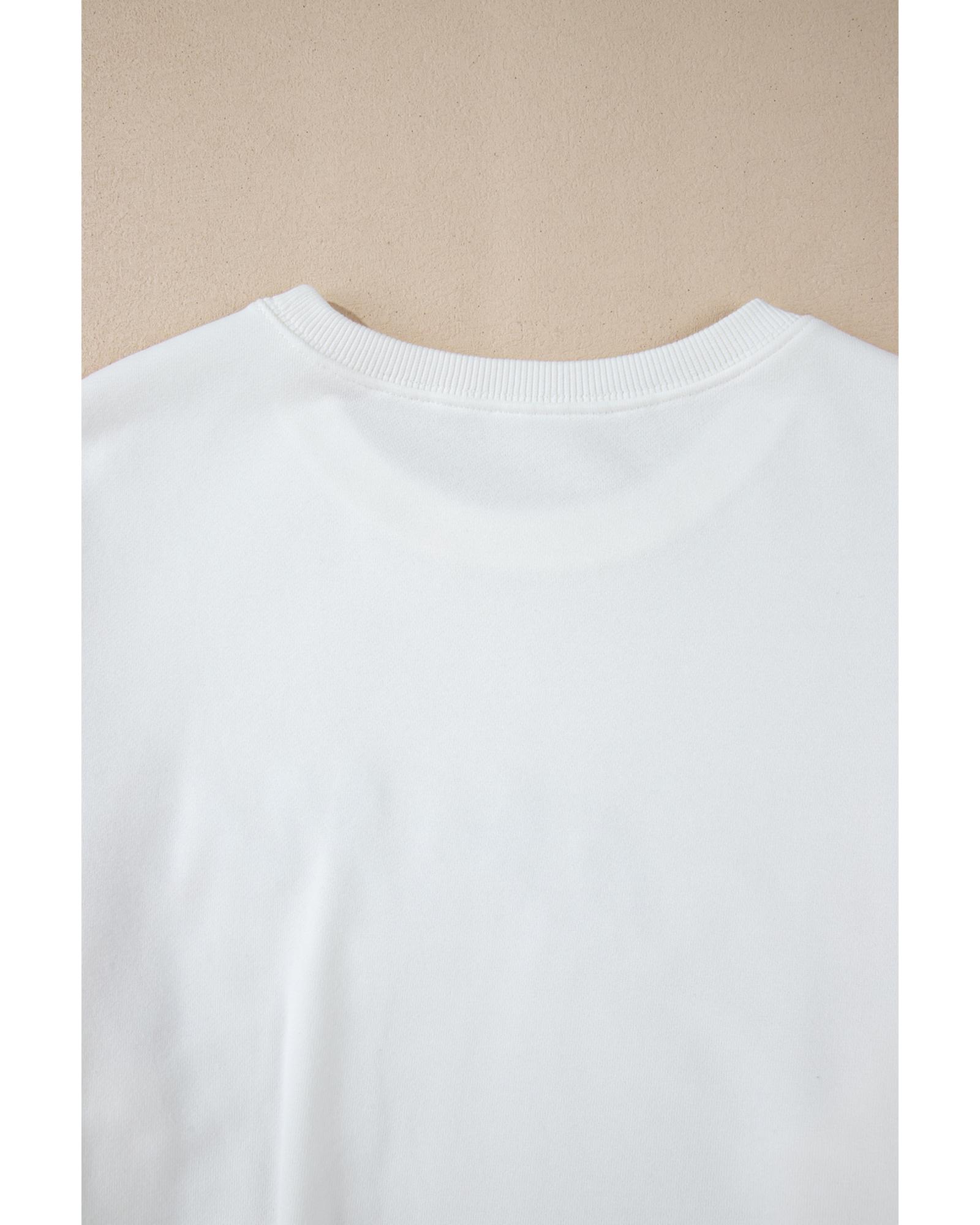 White MERRY Graphic Pullover Sweatshirt - Image 5