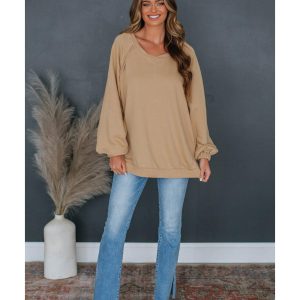 Light French Beige Solid Color Lattice Hollow Out Back Sweatshirt