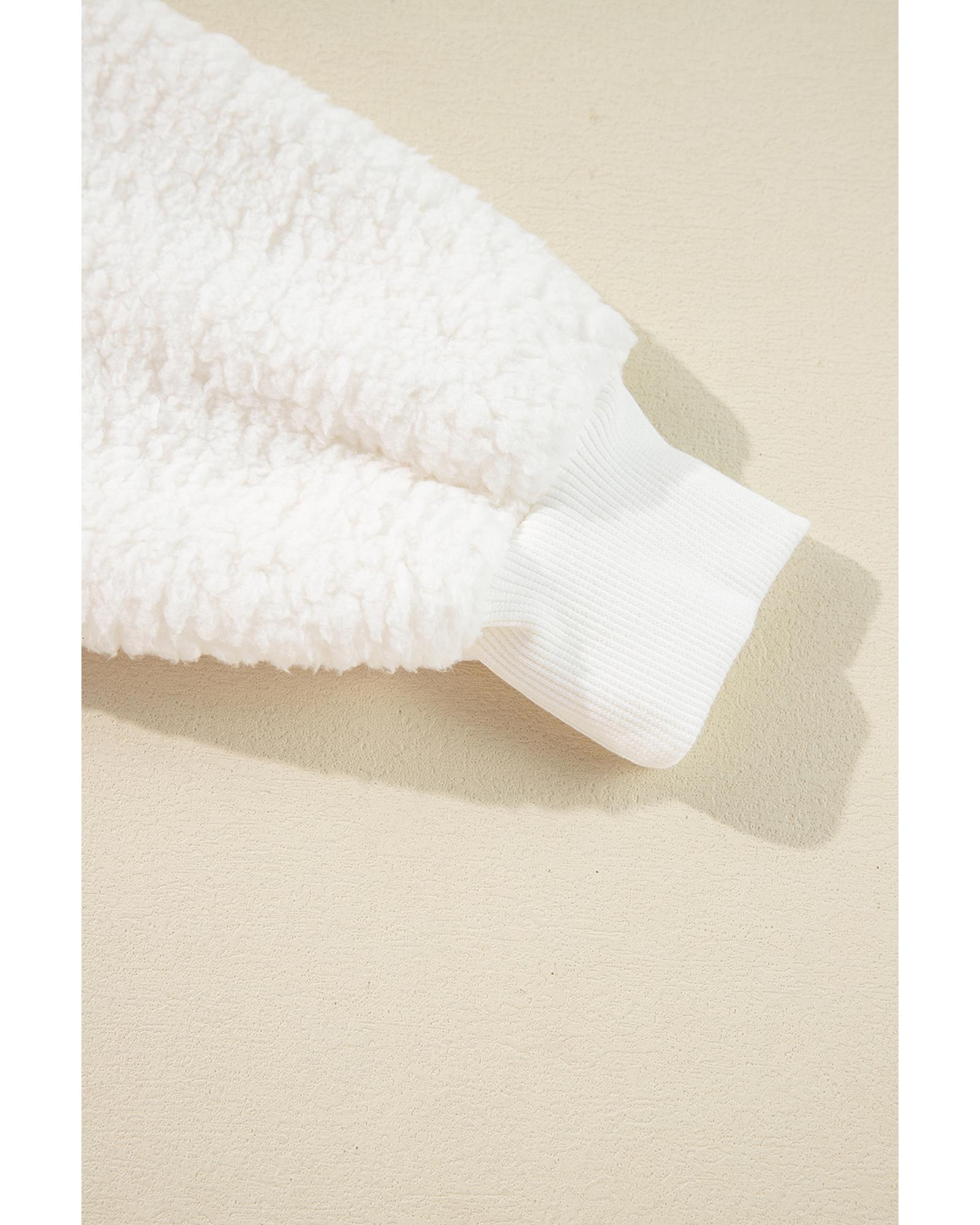 White Christmas MERRY & Bright Chenille Graphic Sherpa Sweatshirt - Image 8