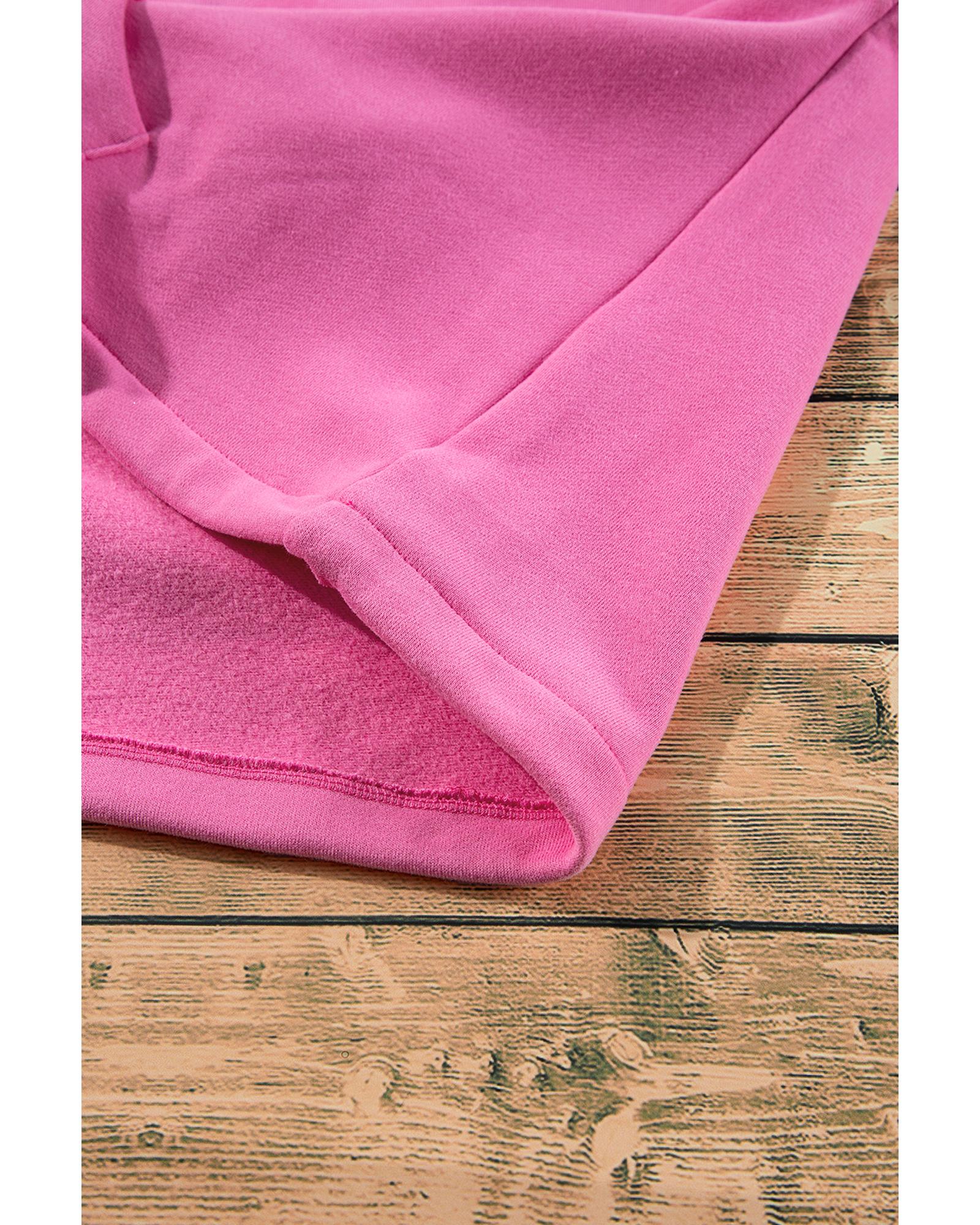 Bonbon Fleece Lined Half Zipper Kangaroo Pockets Loose Hoodie