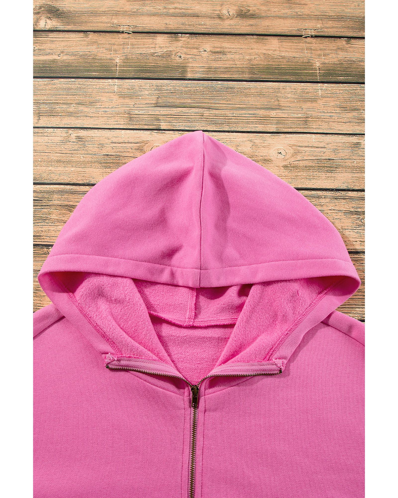 Bonbon Fleece Lined Half Zipper Kangaroo Pockets Loose Hoodie - Image 6