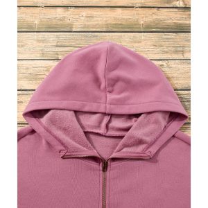 Valerian Fleece Lined Half Zipper Kangaroo Pockets Loose Hoodie