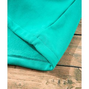 Aruba Blue Fleece Lined Half Zipper Kangaroo Pockets Loose Hoodie