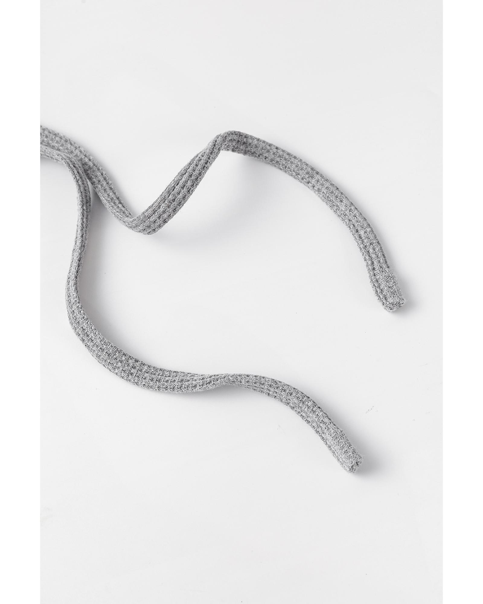 Gray Waffle Knit Fleece Lined High Low Oversized Hoodie - Image 4