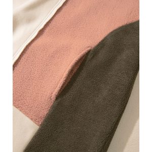 Beige Oversized Color Block Patchwork High Low Hoodie