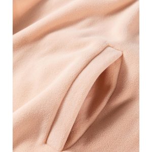 Light French Beige Colorblock Patchwork Half Zip Oversized Sherpa Hoodie